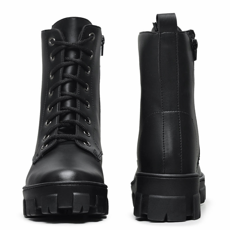 Bota Coturno Feminino Prada Preto Amarração Tratorada - Conforto, Estilo, Durabilidade e Elegancia
