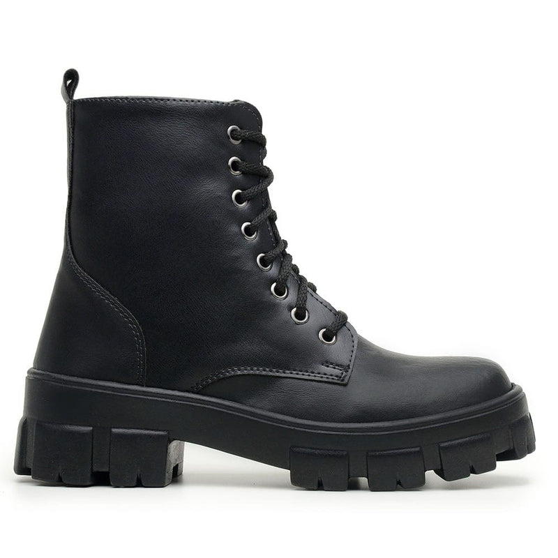 Bota Coturno Feminino Prada Preto Amarração Tratorada - Conforto, Estilo, Durabilidade e Elegancia