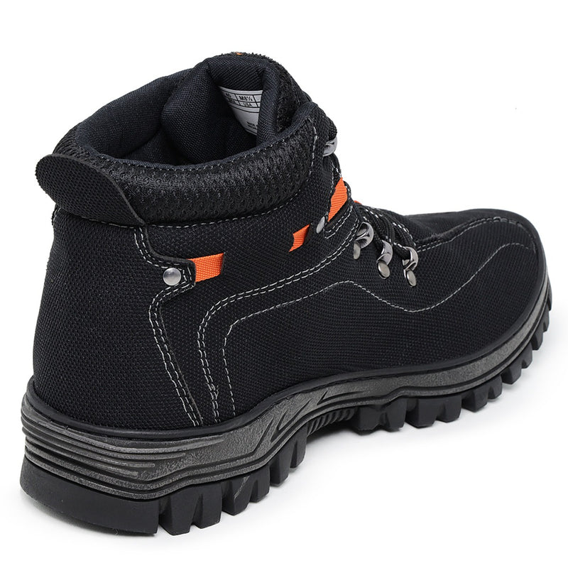 Bota Adventure Casual  Masculino Preto Com Detalhes Laranja  / Estilo, Conforto e Aventura em Cada Passo