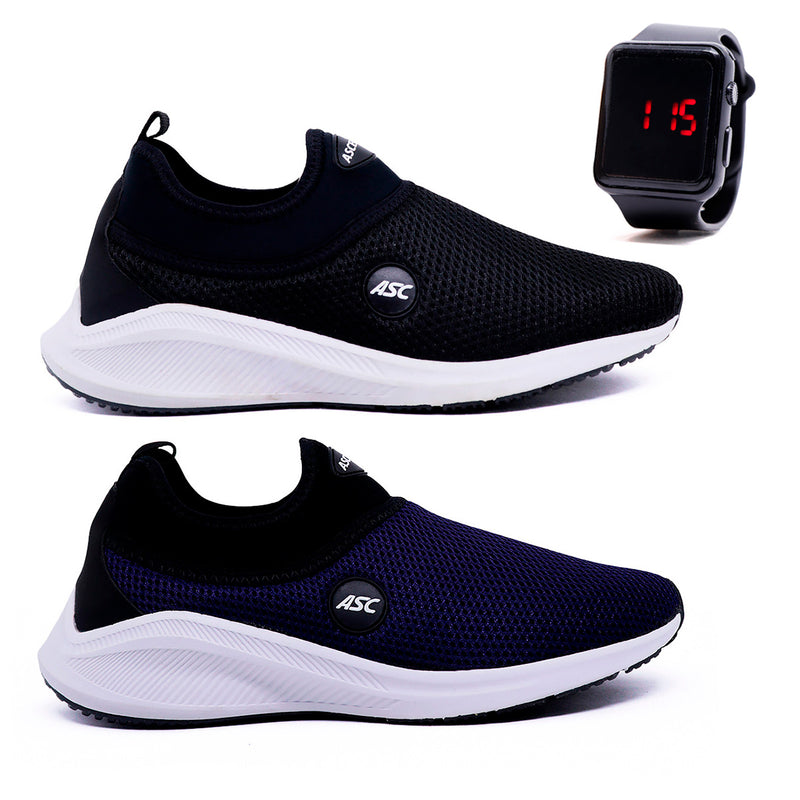 Kit 2 Tenis Calce Fácil + Relógio Quadrado - Praticidade e Estilo em Dobro para o Seu Dia a Dia!