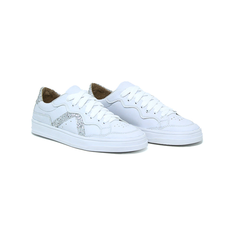 Tênis Feminino Branco Brilho Casual Confortável
