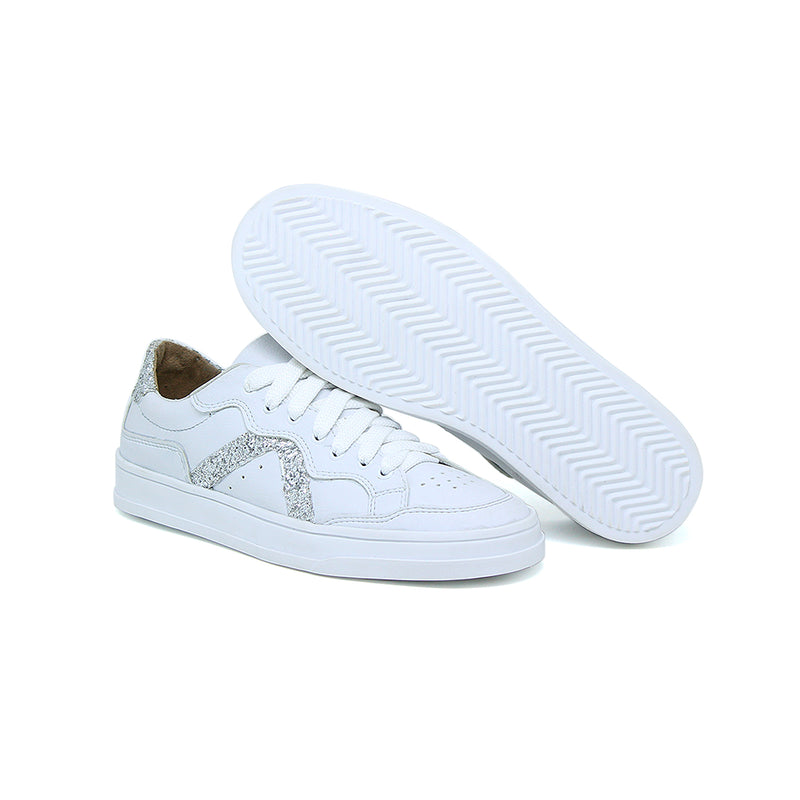 Tênis Feminino Branco Brilho Casual Confortável