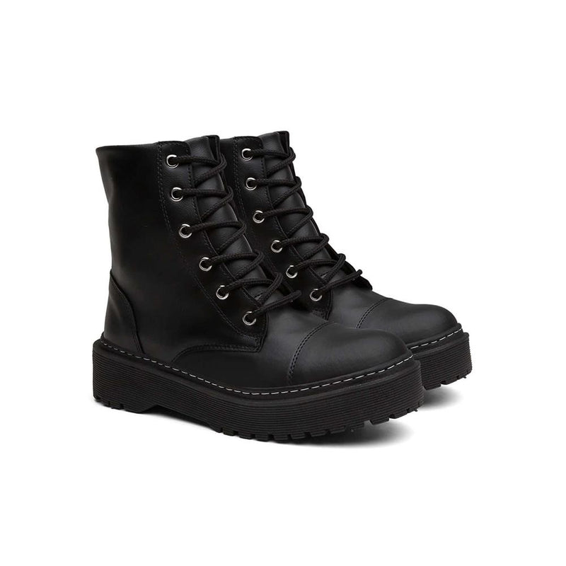 Bota Coturno Feminina Lisa Preta