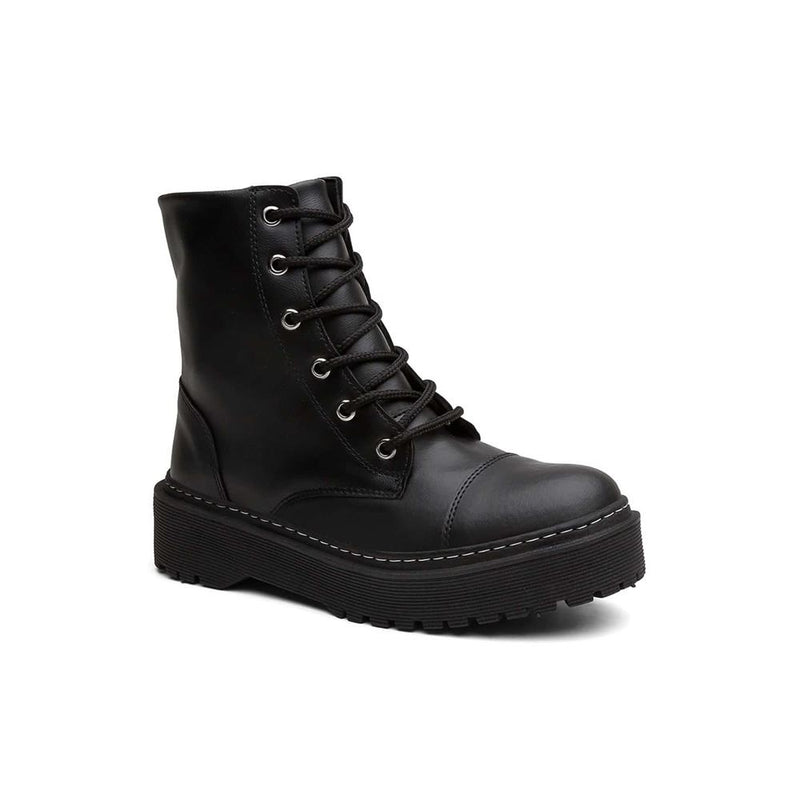 Bota Coturno Feminina Lisa Preta