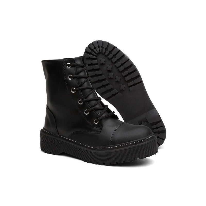Bota Coturno Feminina Lisa Preta
