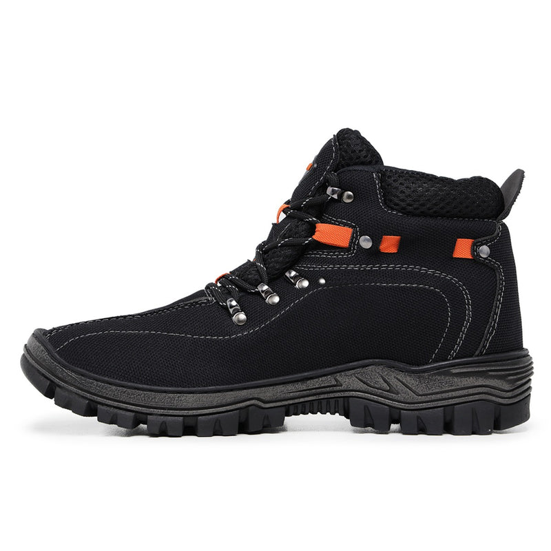 Bota Adventure Casual  Masculino Preto Com Detalhes Laranja  / Estilo, Conforto e Aventura em Cada Passo
